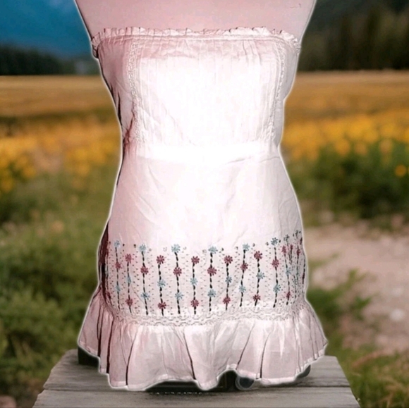 Bandeau Halter Embroidered, Summer Beach Top or Swim Cover L - Picture 1 of 5